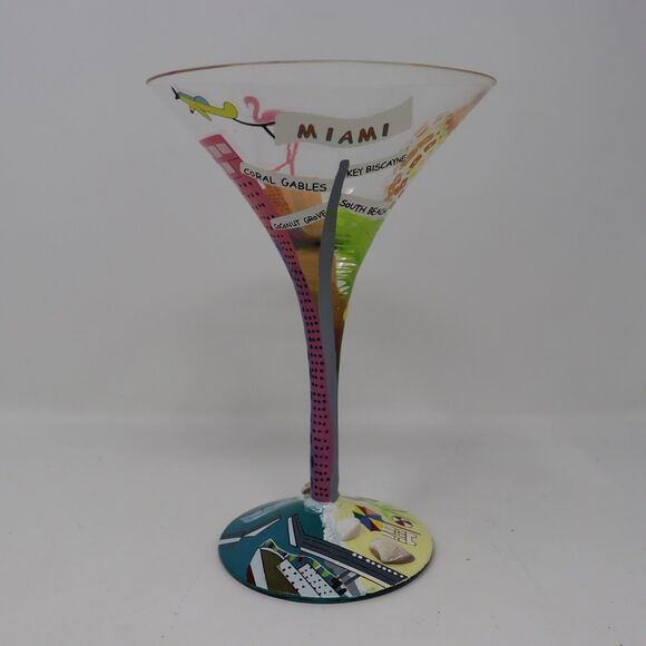 Lolita Martini Glass Collection Lot of 4 Hand Painted Glasses Miami South Beach - Picture 2 of 7